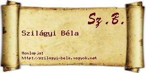 Szilágyi Béla névjegykártya